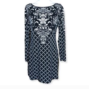 Elegant Black and White Patterned Dress